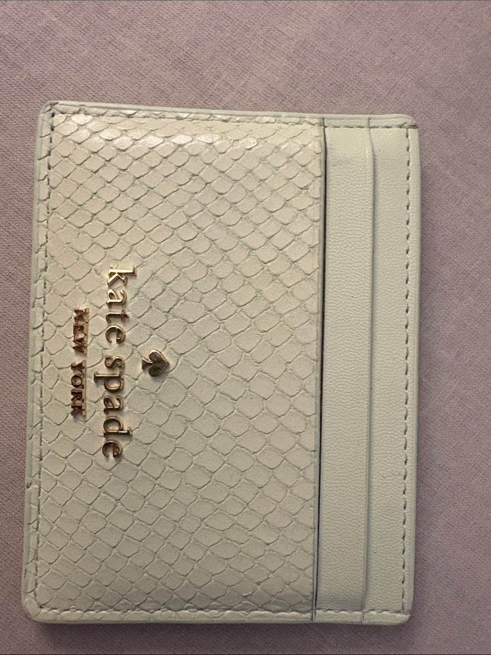 kate spade White Textured Card & Key Holder with Gold Logo